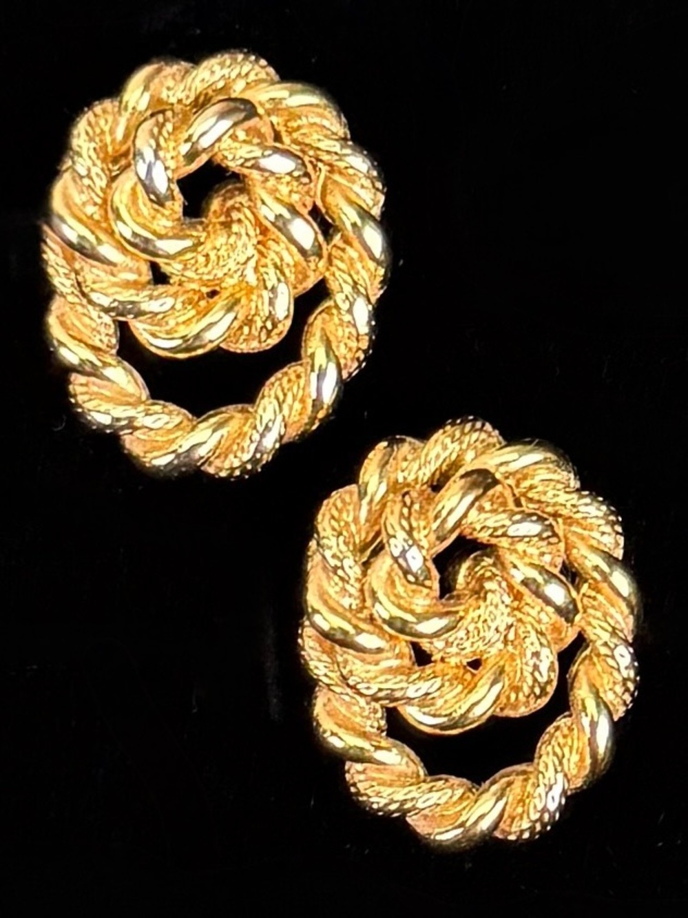 Vintage Monet Goldtone Twisted Pierced Earrings
